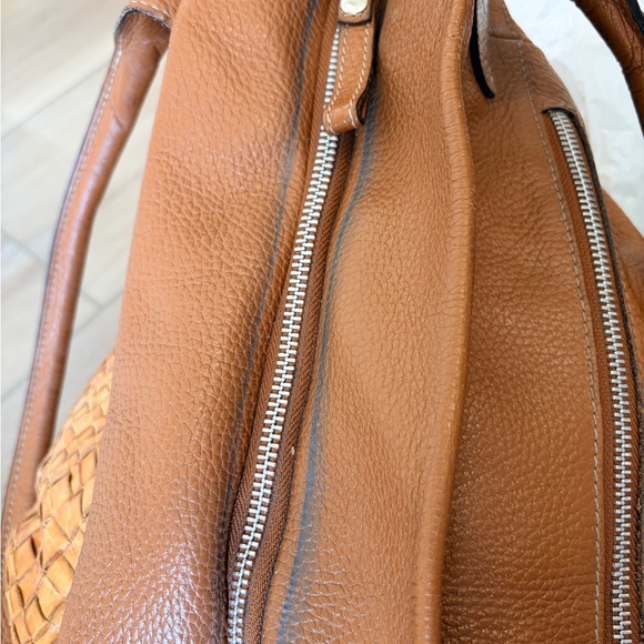 Sundance Woven Boho Soft Leather Weave Brown Shoulder Bag Satchel Purse Itay - Picture 6 of 9